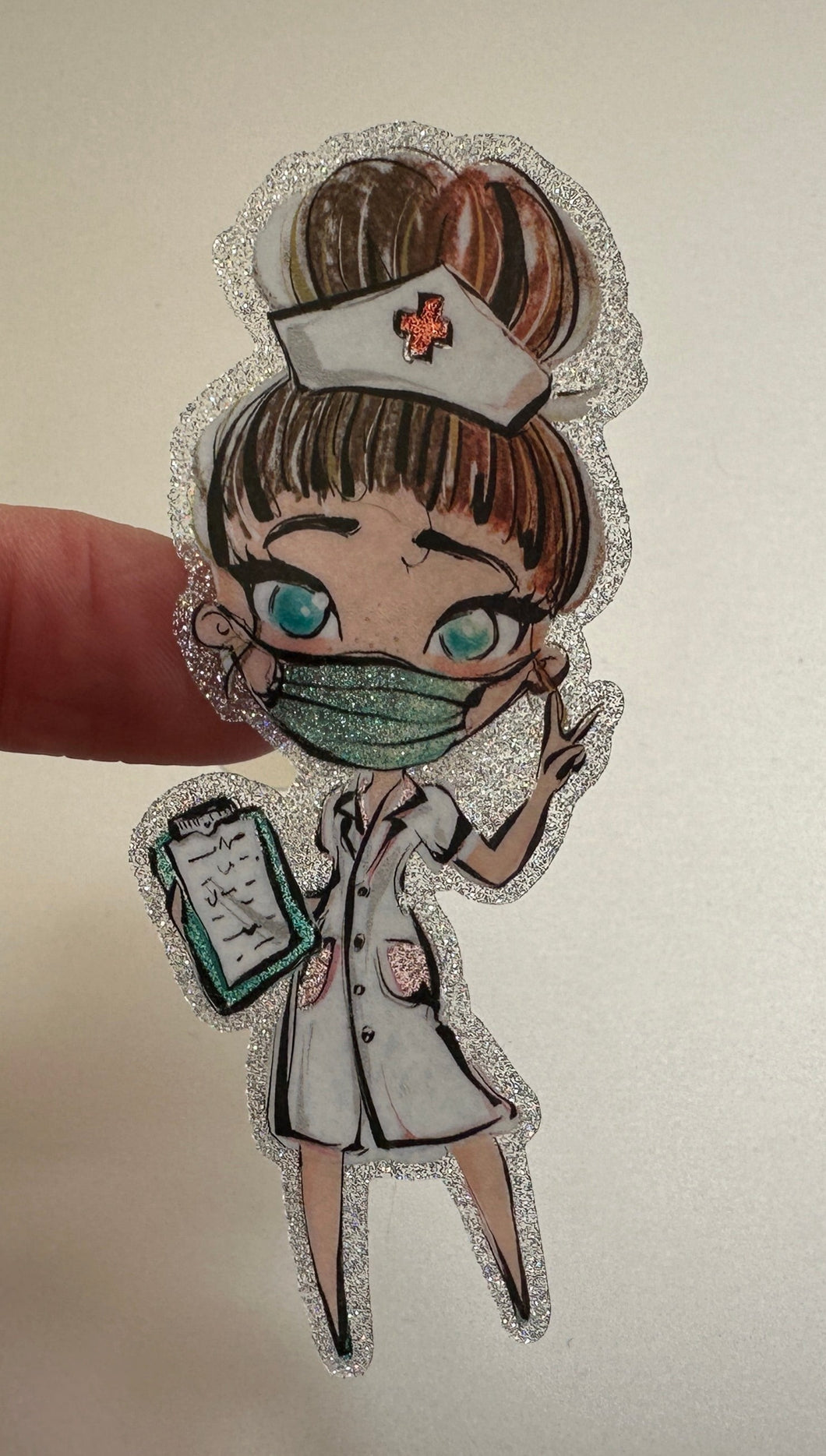 Sticker | 22E | Nurse | Waterproof Vinyl Sticker | White | Clear | Permanent | Removable | Window Cling | Glitter | Holographic
