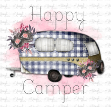Load image into Gallery viewer, Waterslide Decal Black &amp; White Happy Camper