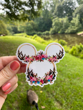 Load image into Gallery viewer, Sticker | 49P | Ears with Flowers | Waterproof Vinyl Sticker | White | Clear | Permanent | Removable | Window Cling | Glitter | Holographic