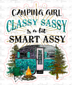 Sticker 17K Blue Camping Girl Classy Sassy & a bit Smart Assy vinyl sticker