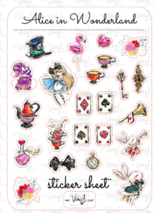 Sticker Sheet 43 Set of little planner stickers Alice in Wonderland