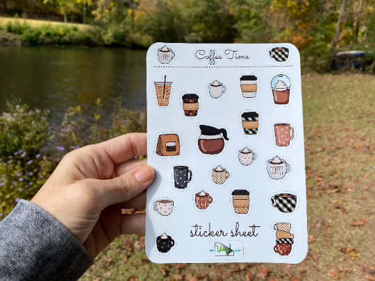 Sticker Sheet 55 Set of little planner stickers Coffee Time