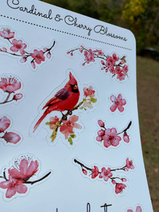 Sticker Sheet 57 Set of little planner stickers Red Cardinal Bird