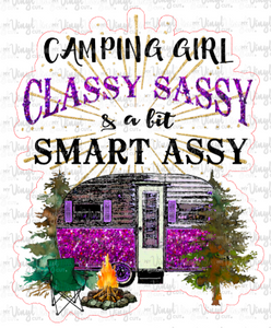 HTV Transfer 17J Camping Girl Classy Sassy Purple