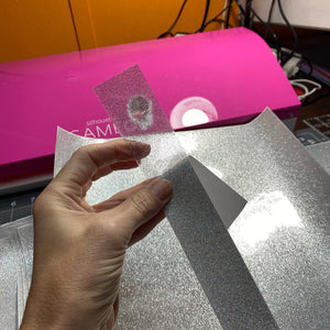 Transparent Silver Glitter Permanent Adhesive Vinyl 12 x 12 inch sheet