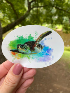 Sticker | 49I | Sea Turtle | Waterproof Vinyl Sticker | White | Clear | Permanent | Removable | Window Cling | Glitter | Holographic