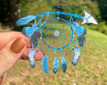 Load image into Gallery viewer, Sticker | 46D | Blue Dreamcatcher | Waterproof Vinyl Sticker | White | Clear | Permanent | Removable | Window Cling | Glitter | Holographic