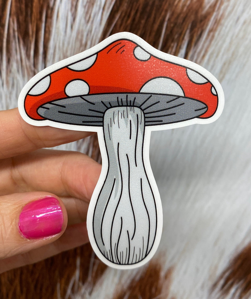 Sticker | 43I | Mushroom | Waterproof Vinyl Sticker | White | Clear | Permanent | Removable | Window Cling | Glitter | Holographic