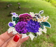 Load image into Gallery viewer, Sticker | 55G | Purple Flowers | Waterproof Vinyl Sticker | White | Clear | Permanent | Removable | Window Cling | Glitter | Holographic