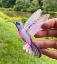 Load image into Gallery viewer, Sticker | 49C | Hummingbird | Waterproof Vinyl Sticker | White | Clear | Permanent | Removable | Window Cling | Glitter | Holographic