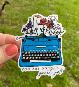 Sticker | 49G | Typewriter | Waterproof Vinyl Sticker | White | Clear | Permanent | Removable | Window Cling | Glitter | Holographic