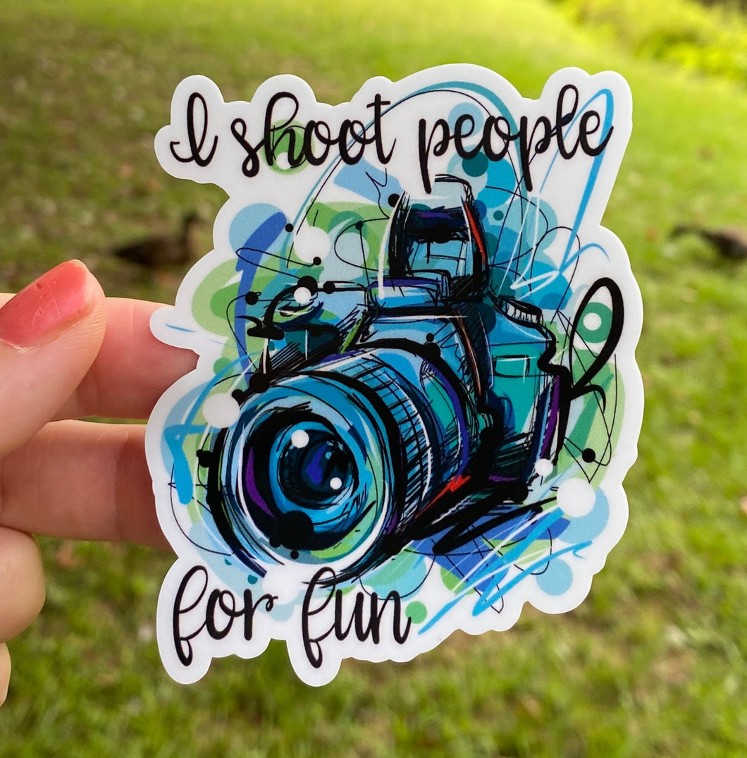 Sticker | 49J | Funny Photographer | Waterproof Vinyl Sticker | White | Clear | Permanent | Removable | Window Cling | Glitter | Holographic