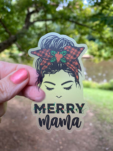 Sticker | 26D | Merry Mama | Waterproof Vinyl Sticker | White | Clear | Permanent | Removable | Window Cling | Glitter | Holographic