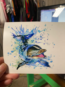 Waterslide Decal Dolphin peeking out of the water