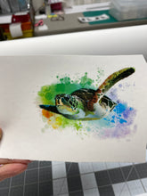 Load image into Gallery viewer, Waterslide Decal Sea Turtle with Watercolor Splash
