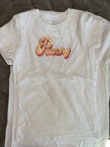 Peachy White Cotton Girls T Shirt