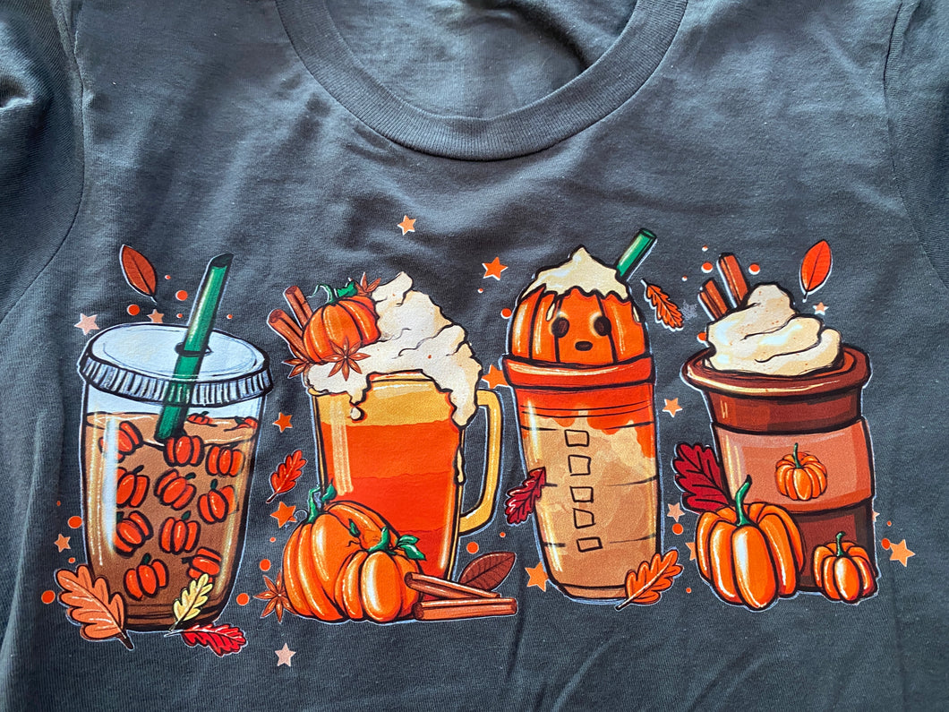 My Vinyl Cut brand T Shirt Fall Pumpkin Coffee Drinks