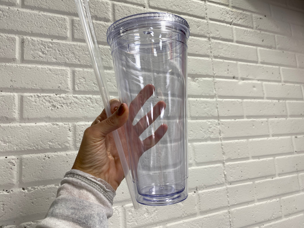 Drinkware 32 oz BLANK Clear Tumbler with Lid and Straw
