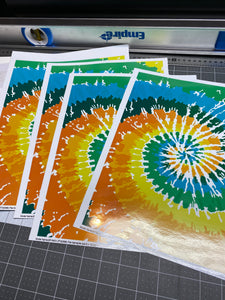 CLEARANCE Printed Adhesive Vinyl Tie Dye Pattern 9 x 12 sheet