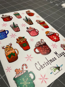 Sticker Sheet 72 Set of little planner stickers Christmas Coffee Drinks