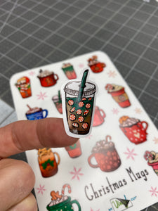 Sticker Sheet 72 Set of little planner stickers Christmas Coffee Drinks