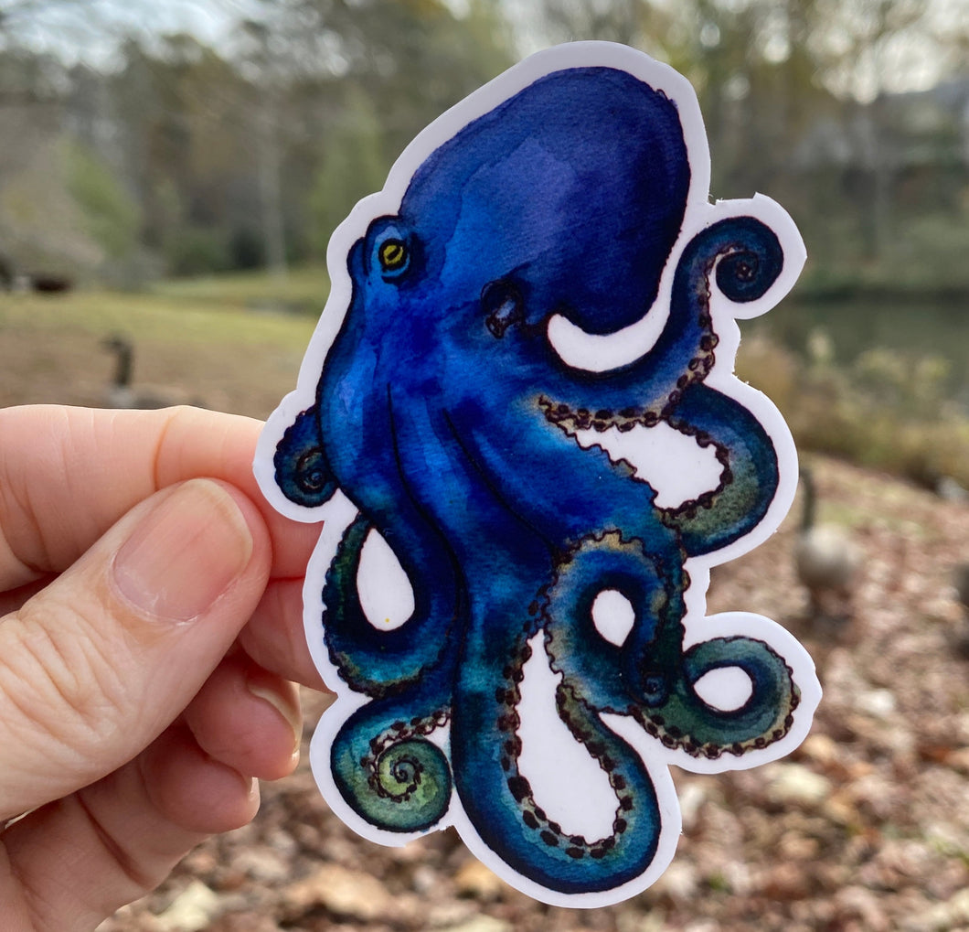 Sticker | 58B | Octopus | Waterproof Vinyl Sticker | White | Clear | Permanent | Removable | Window Cling | Glitter | Holographic