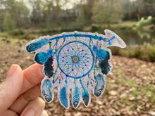 Load image into Gallery viewer, Sticker | 46D | Blue Dreamcatcher | Waterproof Vinyl Sticker | White | Clear | Permanent | Removable | Window Cling | Glitter | Holographic
