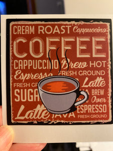 Sticker Set 48N Coffee Art Vintage 3 inch Set of 5 stickers