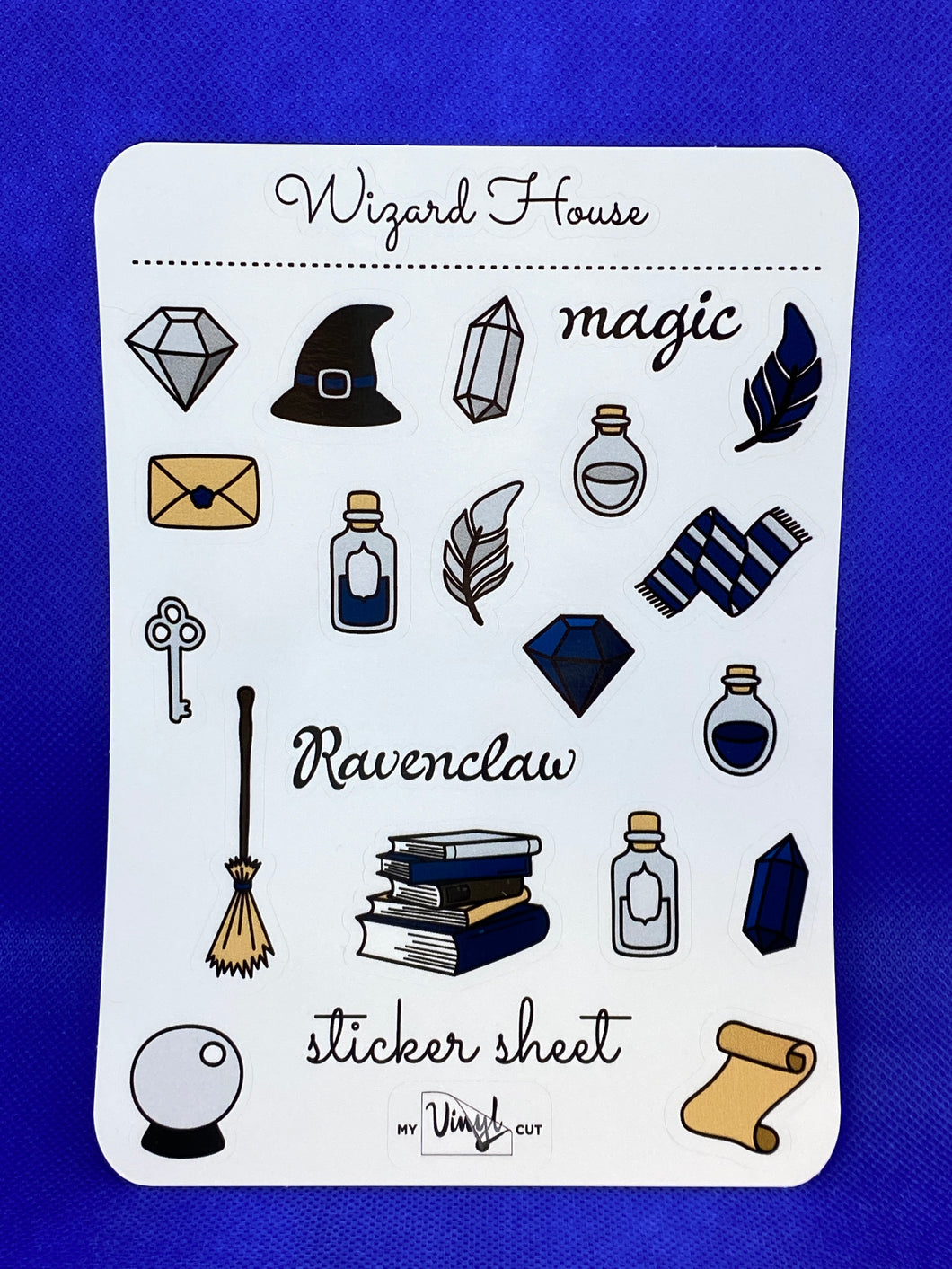 Sticker Sheet 30 Set of little planner stickers Blue Magic Wizard House