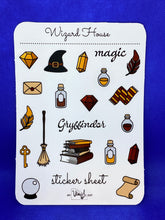 Load image into Gallery viewer, Sticker Sheet 28 Set of little planner stickers Red Magic Wizard House