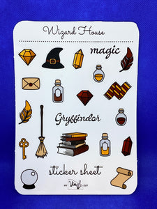 Sticker Sheet 28 Set of little planner stickers Red Magic Wizard House