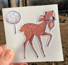 Load image into Gallery viewer, Sticker | 34H | Deer Tree | Waterproof Vinyl Sticker | White | Clear | Permanent | Removable | Window Cling | Glitter | Holographic