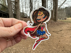 Sticker | 66D | SUPER HERO GIRL | Waterproof Vinyl Sticker | White | Clear | Permanent | Removable | Window Cling | Glitter | Holographic