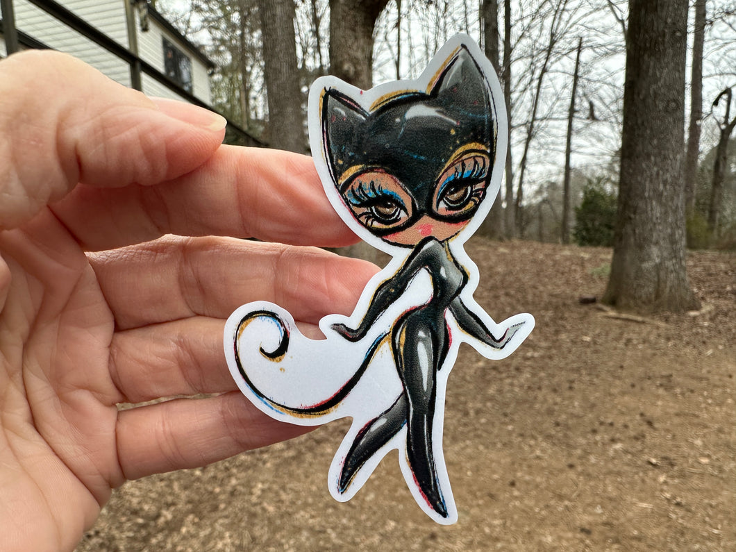 Sticker | 66O | SUPER HERO GIRL | Waterproof Vinyl Sticker | White | Clear | Permanent | Removable | Window Cling | Glitter | Holographic