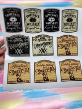 Load image into Gallery viewer, Sticker Sheet Whiskey MoonShine Sweet Tea Full Sheet