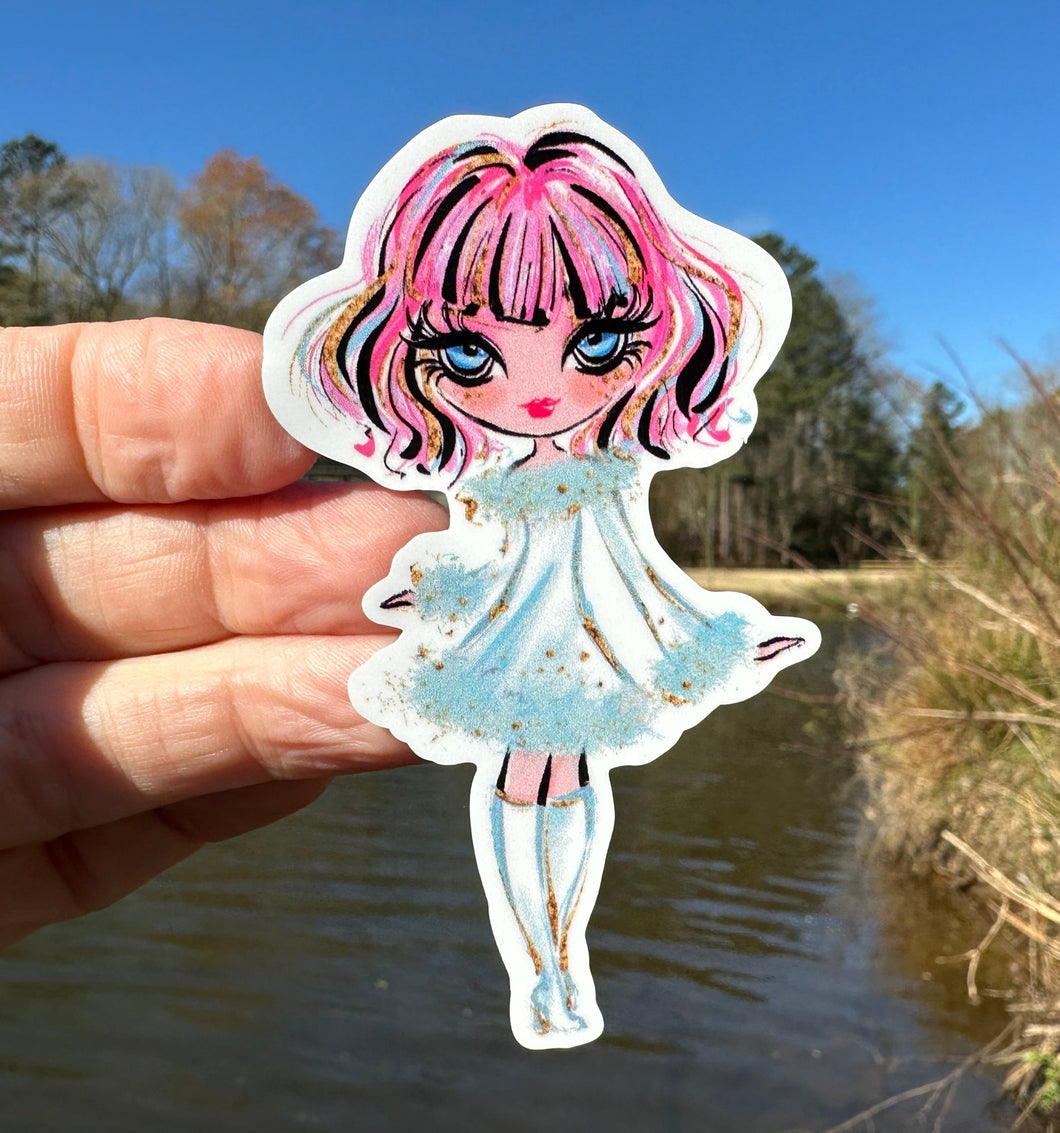 Sticker | 69D | Rainbow Girl | Waterproof Vinyl Sticker | White | Clear | Permanent | Removable | Window Cling | Glitter | Holographic