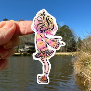 Sticker | 69C | Rainbow Girl | Waterproof Vinyl Sticker | White | Clear | Permanent | Removable | Window Cling | Glitter | Holographic