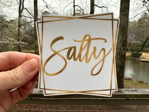 Sticker 1-I Gold  Salty in double square frame