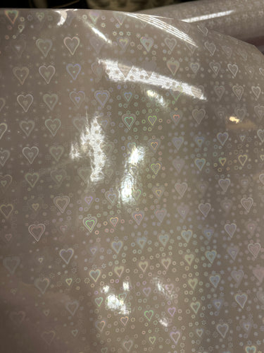 Holographic Hearts Laminating Sheets 6 x 12, 8 x 11, 8 1/2 x 11, 12 x 12 inches for Cold Laminating Sticker Overlay