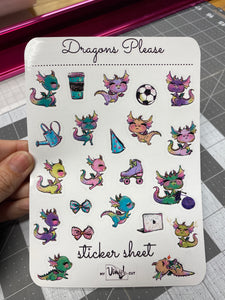 Sticker Sheet 37 Set of little planner stickers Cute Little Dragons