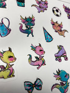 Sticker Sheet 37 Set of little planner stickers Cute Little Dragons