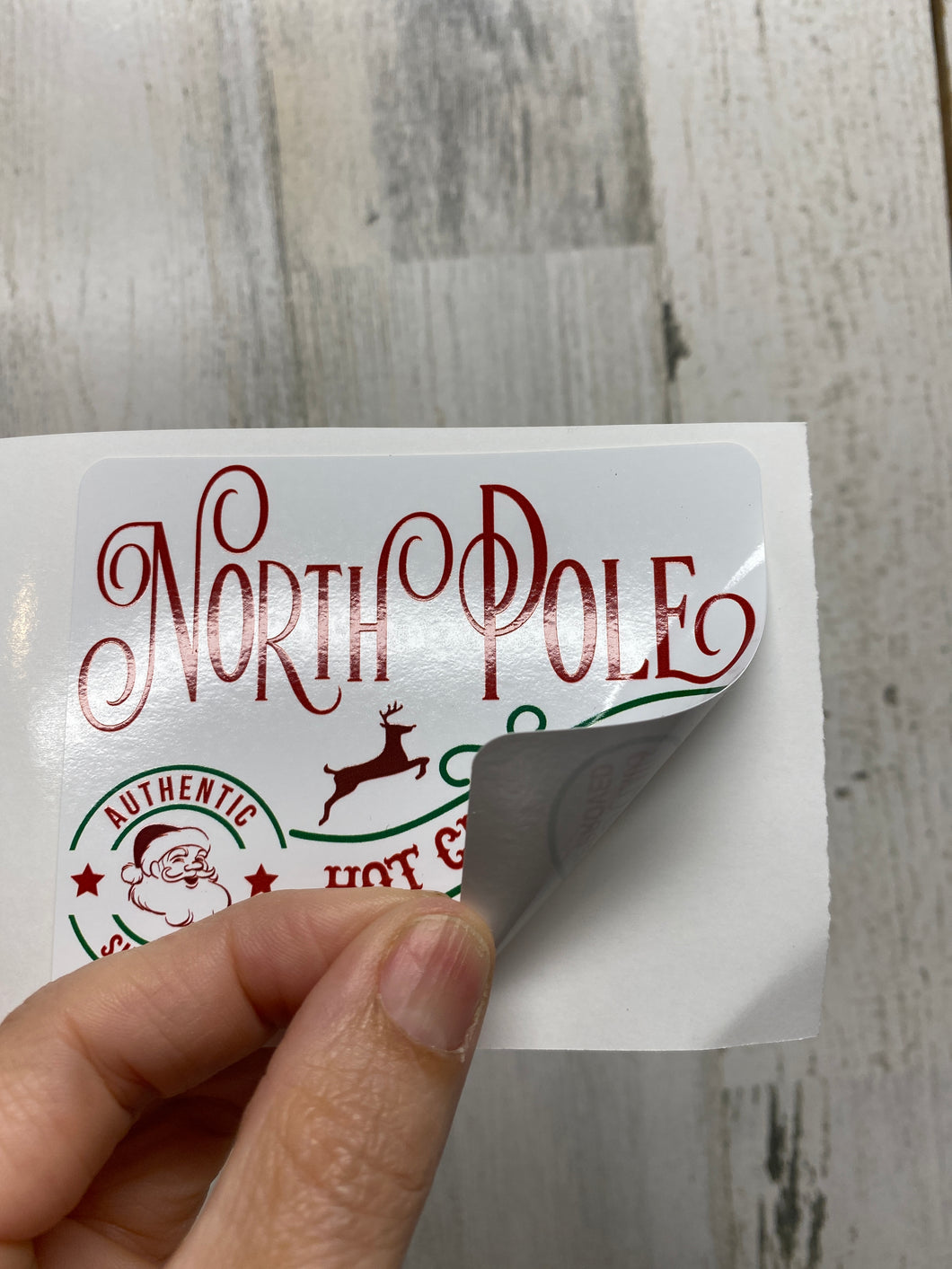 Sticker 26A North Pole Hot Chocolate Mug Label Santa