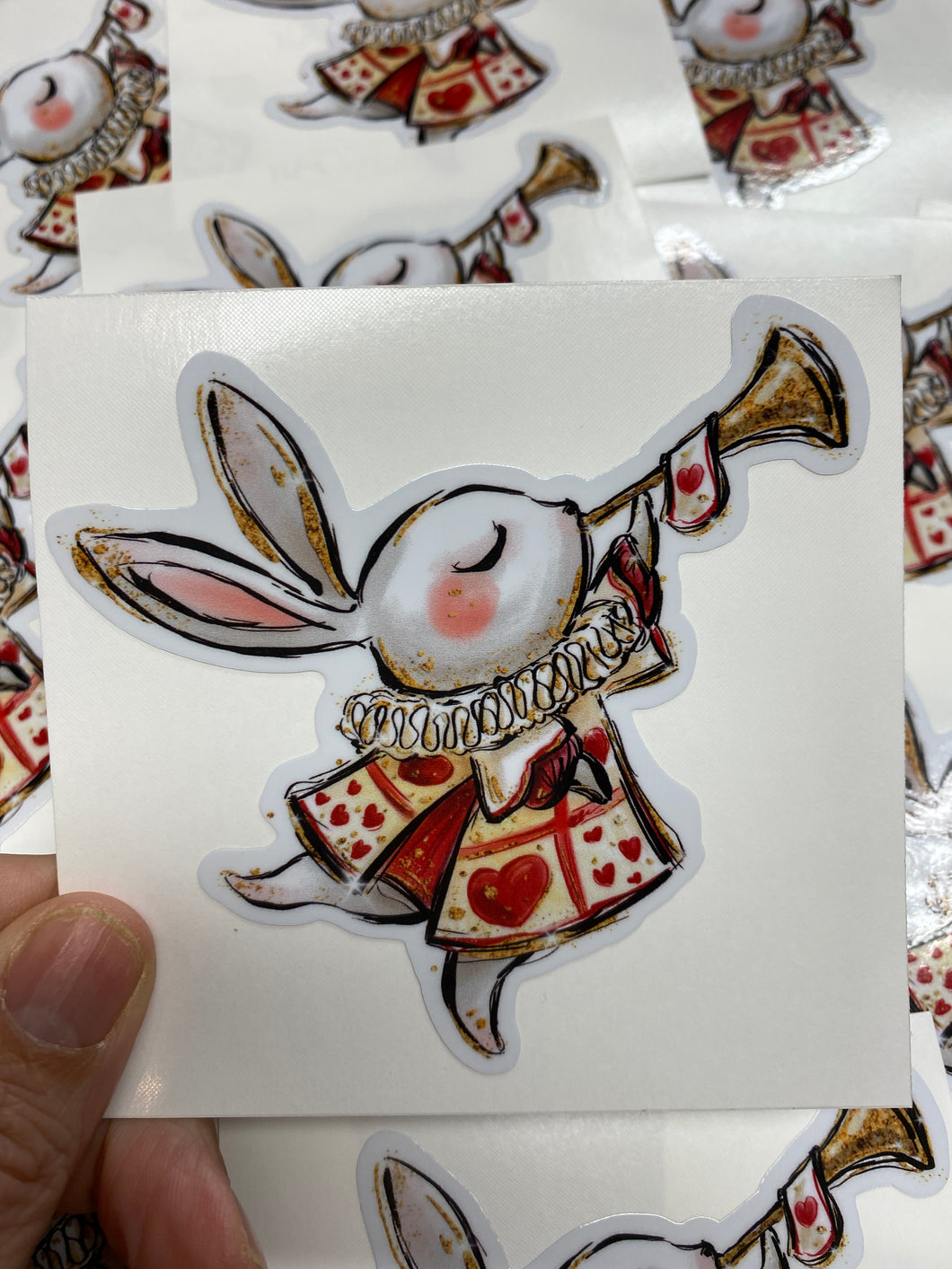 Sticker 21F Alice in Wonderland White Rabbit with Horn