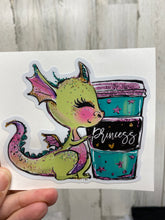 Load image into Gallery viewer, Sticker 14F Dragon with a To Cup of Coffee Princess