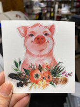 Load image into Gallery viewer, Sticker PIG Various Pigs with flowers and feathers Choose your piggy