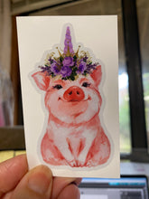 Load image into Gallery viewer, Sticker PIG Various Pigs with flowers and feathers Choose your piggy