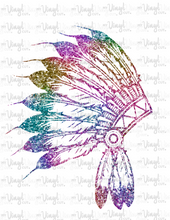 Load image into Gallery viewer, Waterslide Decal Tribal Rainbow Glitter (effect) Feather Headdress J13