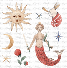 Load image into Gallery viewer, Waterslide Sheet of Decals clear or white film MERMAID Theme