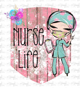 Waterslide Decal Nurse Life Pink background