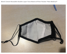 Load image into Gallery viewer, Black Cotton Reusable Double Layer Face Mask w/Filter Pocket *Non-Medical*